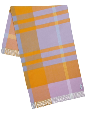 Mulberry Large Check Merino Wool Scarf Powder Rose-Dbl Yellow